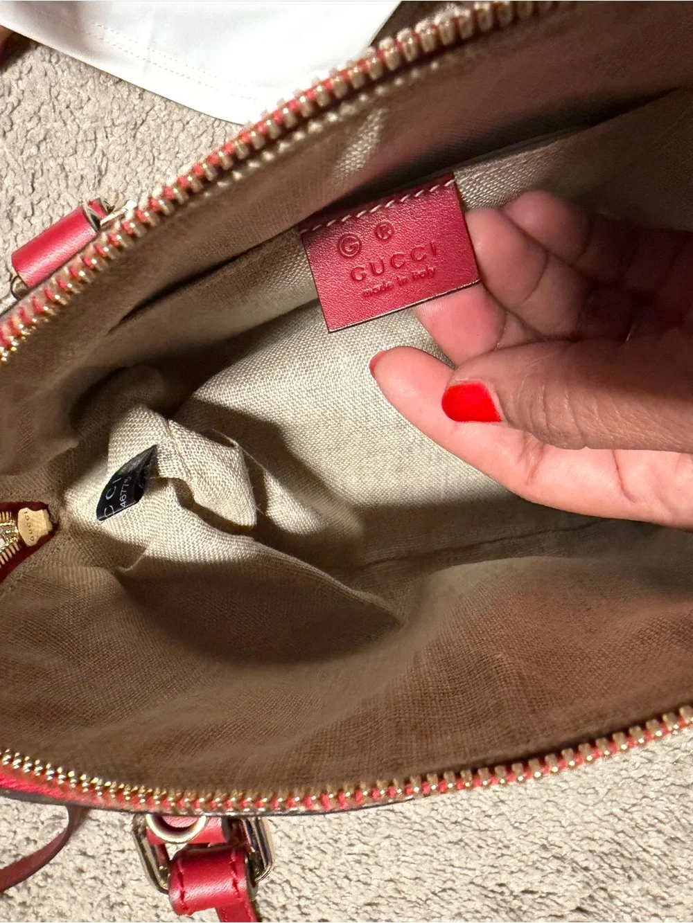 Gucci Red GG-Embossed Dome Satchel with Gold Hardware